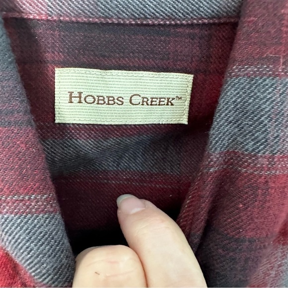Hobbs Creek Shirt Ombre Cotton Plaid Flannel Button Down Red & Gray Size S - Picture 6 of 11